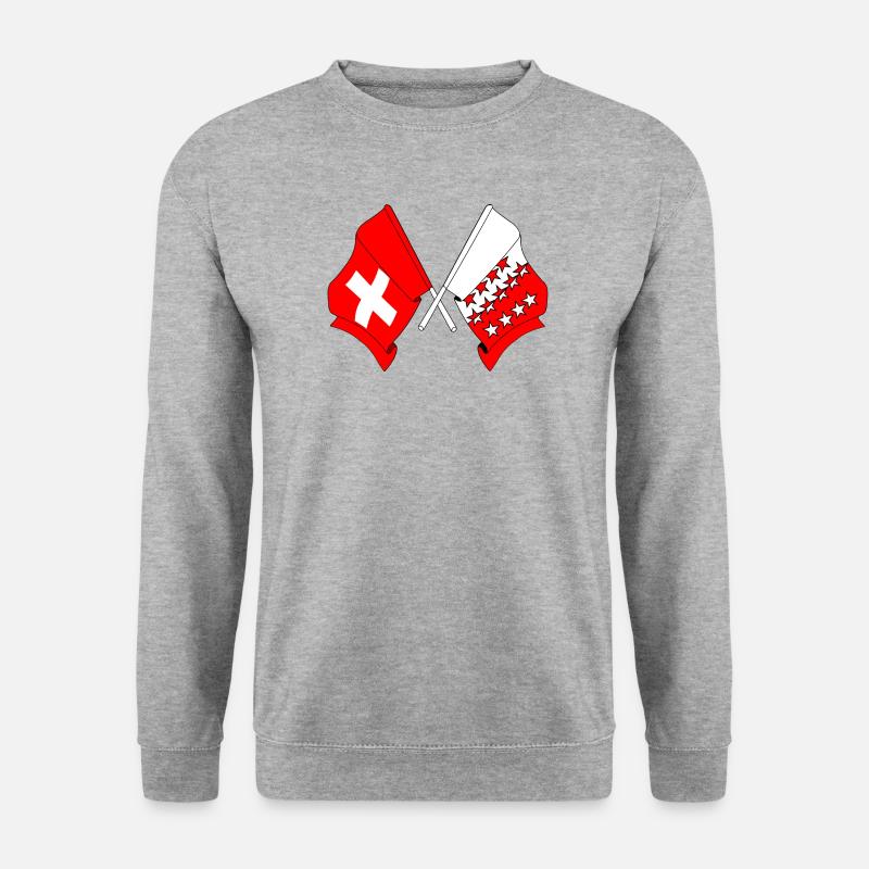 Drapeau de la Suisse et drapeau du Valais - Sweat-shirt Unisexe - gris chiné