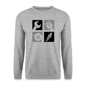 Wrench Piston Turbo Spark Plug Emblem - Unisex Sweatshirt - salt & pepper - Front - Alina (178cm) & Michal (187cm)