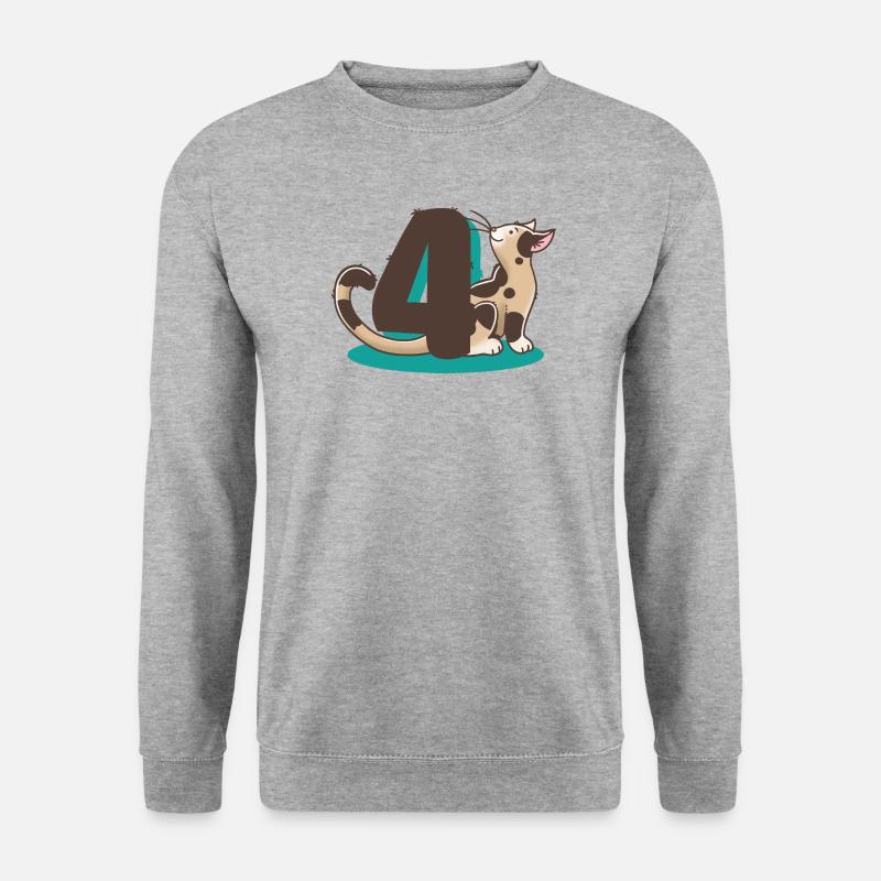 Katze Zahl 4 - Unisex Pullover - Weißgrau meliert