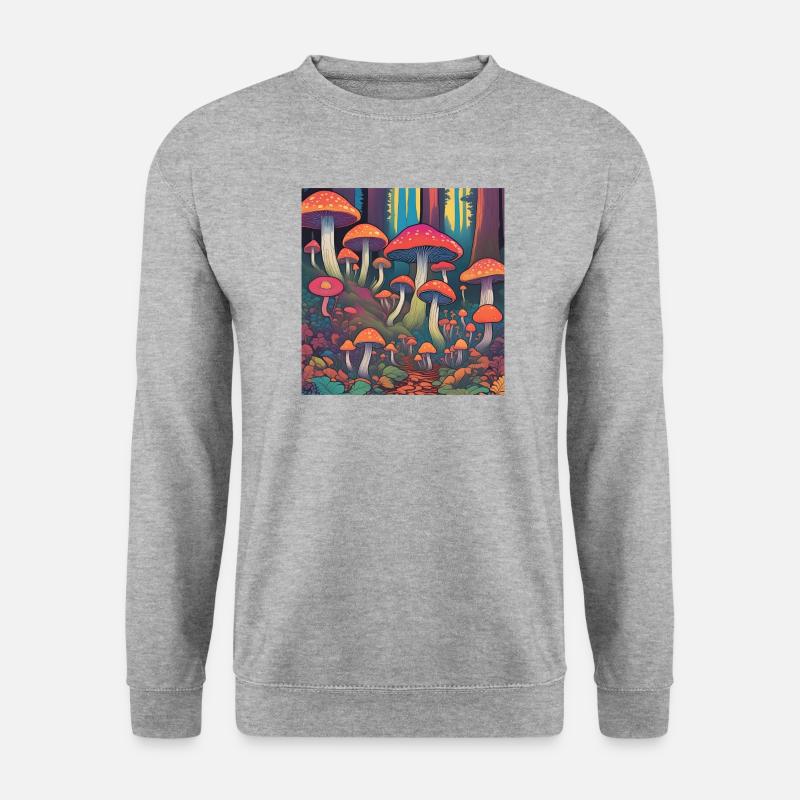 Bunte Pilze - Unisex Pullover - Weißgrau meliert