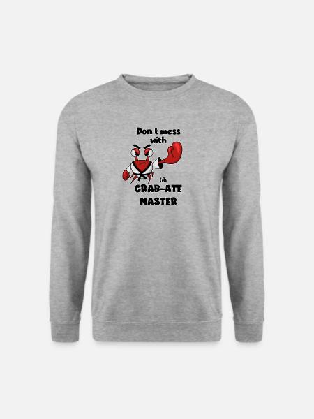 Leg dich nicht mit dem Krabben-Meister an - Krabben-Karate - Unisex Pullover - Weißgrau meliert