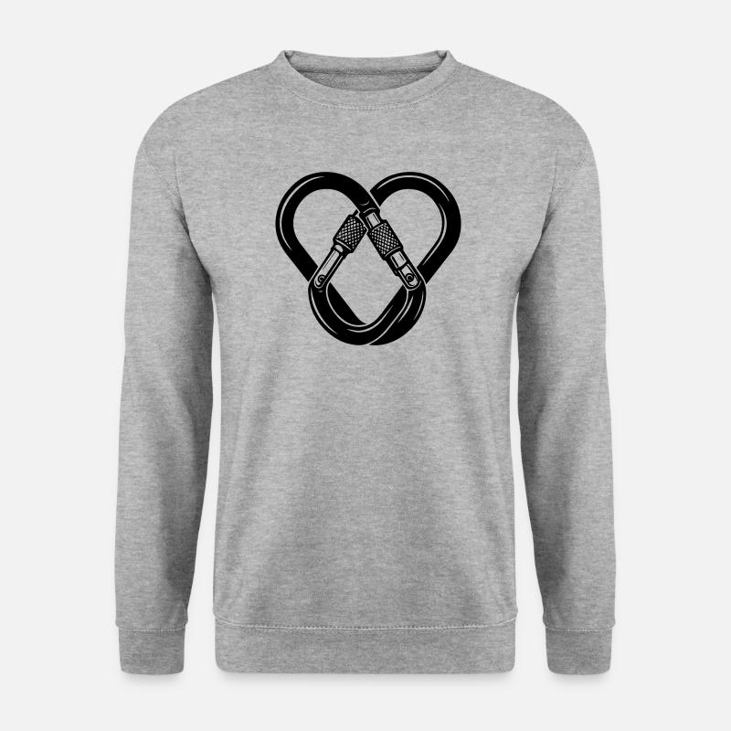 Karabiner-Herz – Liebe zum Klettern - Unisex Pullover - Weißgrau meliert
