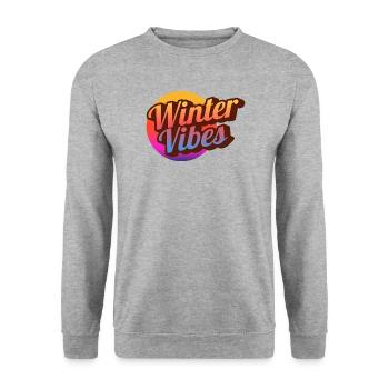 Winter Vibes Retro Gradient - Unisex Sweatshirt - salt & pepper - Front - Alina (178cm) & Michal (187cm)