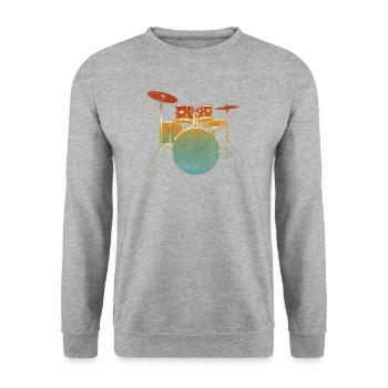 Vintage Drum Set Illustration - Unisex Sweatshirt - salt & pepper - Front - Alina (178cm) & Michal (187cm)