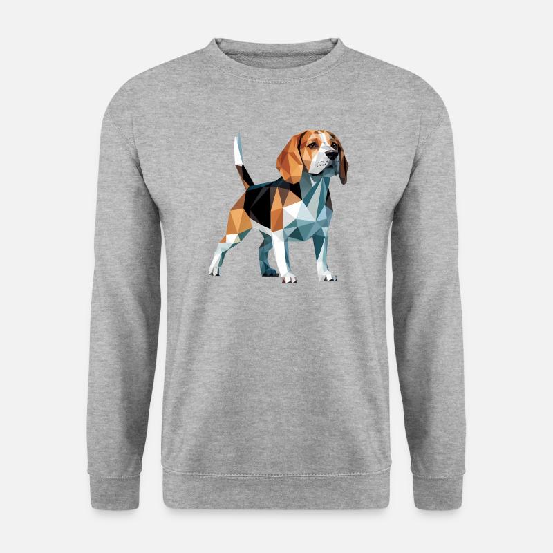 Bulldog - Cooles Low Poly Logo - Unisex Pullover - Weißgrau meliert