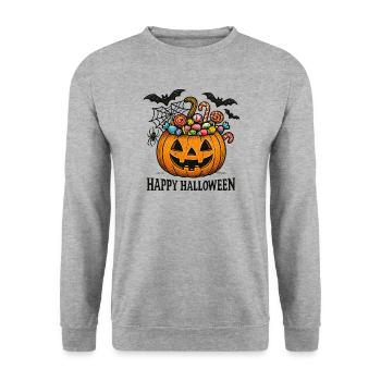 Halloween Citrouille Candy Chemise Enfant - Sweat-shirt Unisexe - gris chiné - Devant - Alina (178cm) & Michal (187cm)