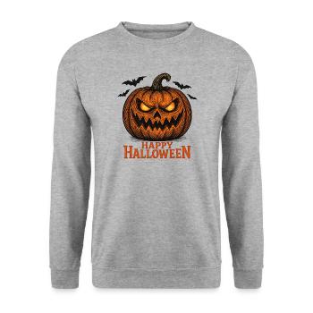 Halloween Pumpkin Spooky Shirt - Unisex Sweatshirt - salt & pepper - Front - Alina (178cm) & Michal (187cm)