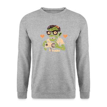 Zombie gamer lunettes rétro - Sweat-shirt Unisexe - gris chiné - Devant - Alina (178cm) & Michal (187cm)
