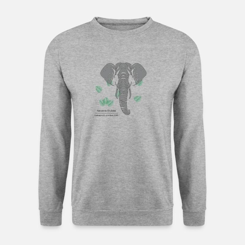 Sumatran_Elephant_-_grey - Unisex Pullover - Weißgrau meliert