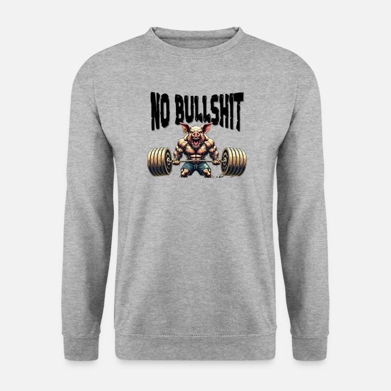 Gym Beast Power - No Bullshit - Unisex Pullover - Weißgrau meliert