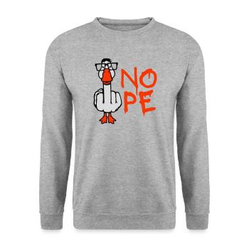 Goose Nope Middle Finger Nerd Geek Horn-Rimmed Glasses Smart - Unisex Sweatshirt - salt & pepper - Front - Alina (178cm) & Michal (187cm)