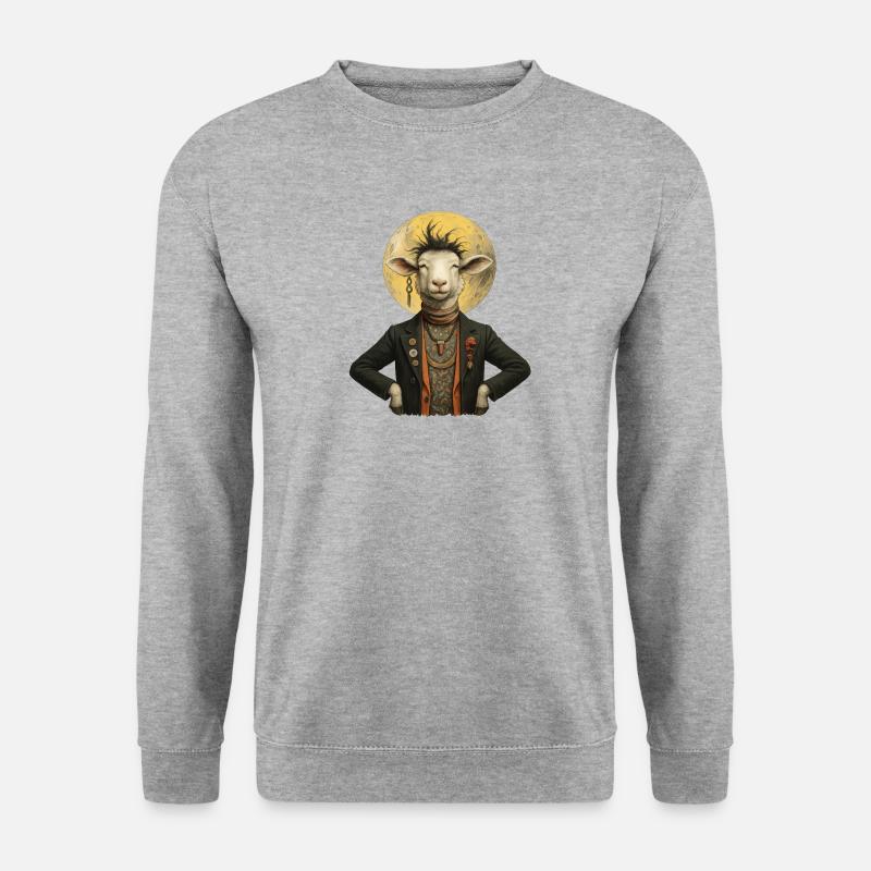 Mond Gentleman Schaf - Unisex Pullover - Weißgrau meliert