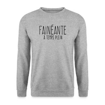 Vollzeit-faul – Zum Lob der Faulheit - Unisex Pullover - Weißgrau meliert - Vorne - Alina (178cm) & Michal (187cm)