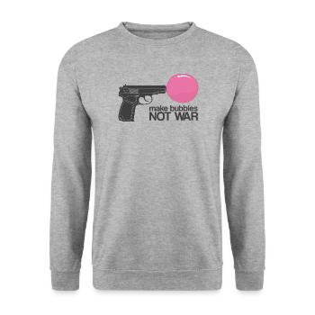 Faire des bulles pas la guerre - Arme ironique drôle - Sweat-shirt Unisexe - gris chiné - Devant - Alina (178cm) & Michal (187cm)
