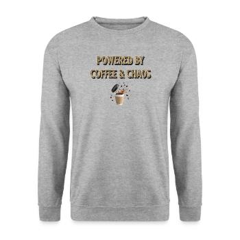Alimenté par le café et le chaos - Sweat-shirt Unisexe - gris chiné - Devant - Alina (178cm) & Michal (187cm)
