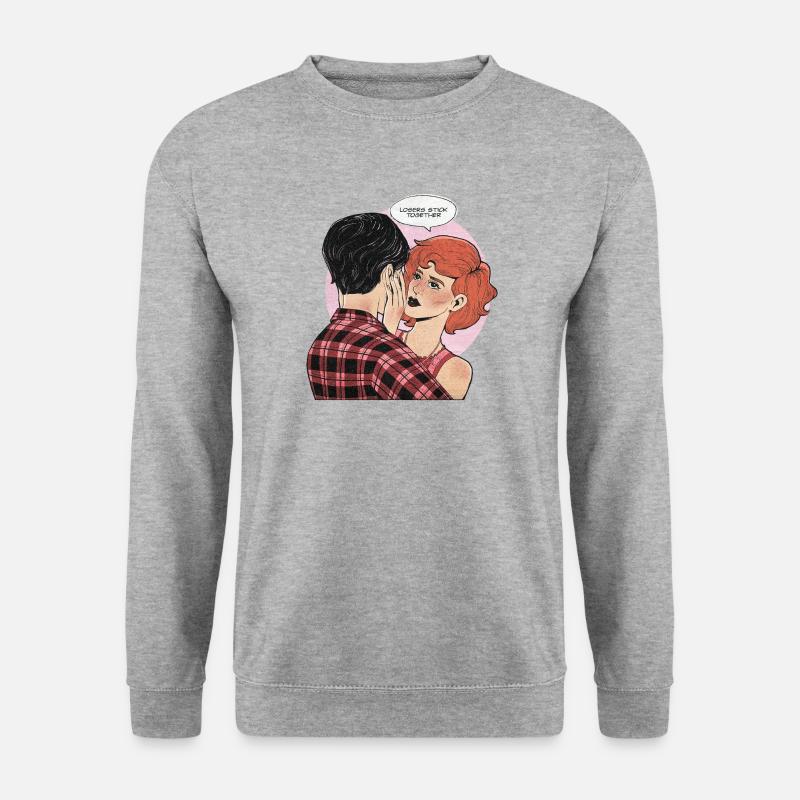 ES – Losers Stick Together Design - Unisex Pullover - Weißgrau meliert