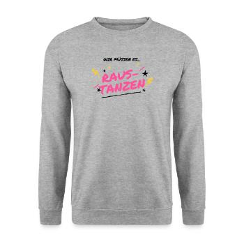 Raus Tanzen Neon Graffiti - Unisex Pullover - Weißgrau meliert - Vorne - Alina (178cm) & Michal (187cm)