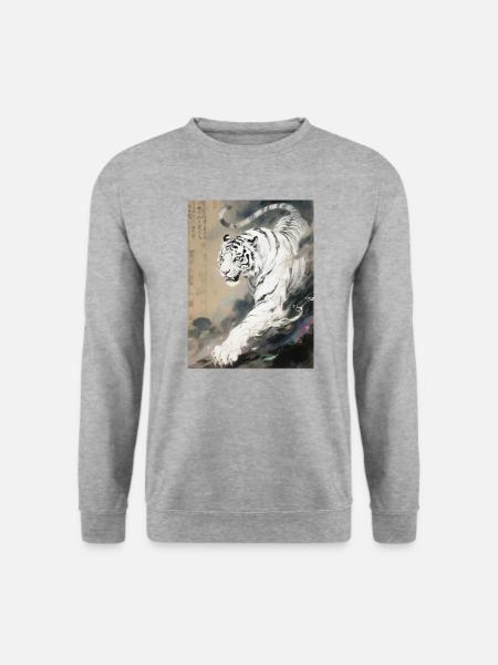 Der Stahlwind: Baihu – Schneidender Atem - Unisex Pullover - Weißgrau meliert