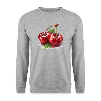cherry - Unisex Sweatshirt - salt & pepper - Front - Alina (178cm) & Michal (187cm)