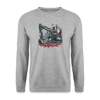 Démolition des damnés | Chemise d’horreur - Sweat-shirt Unisexe - gris chiné - Devant - Alina (178cm) & Michal (187cm)