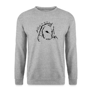 Owl ink sketch outline black - Unisex Sweatshirt - salt & pepper - Front - Alina (178cm) & Michal (187cm)