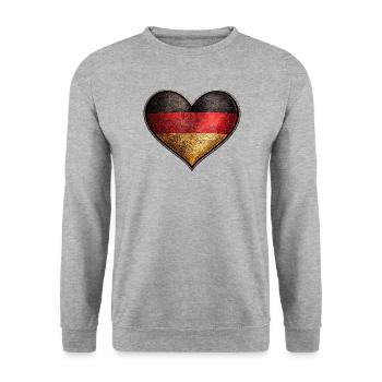 Deutschland Herz - Unisex Pullover - Weißgrau meliert - Vorne - Alina (178cm) & Michal (187cm)