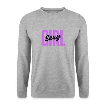 Fille sexy – Design féminin amusant - Sweat-shirt Unisexe - gris chiné - Devant - Alina (178cm) & Michal (187cm)