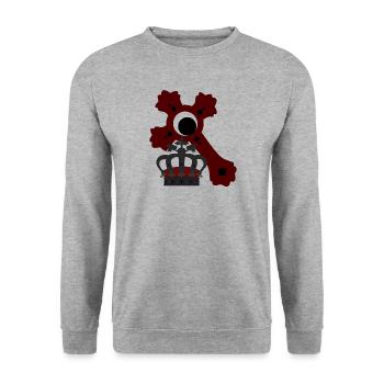 Königskrone und rotes gothic kreuz - Unisex Pullover - Weißgrau meliert - Vorne - Alina (178cm) & Michal (187cm)