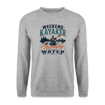 Wochenend-Kajakfahrer-Therapie auf dem Wasser - Unisex Pullover - Weißgrau meliert - Vorne - Alina (178cm) & Michal (187cm)