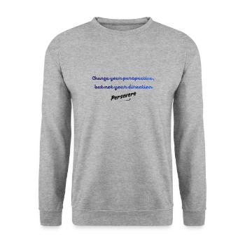Ändere deine Perspektive, nicht deine Richtung | Insp - Unisex Pullover - Weißgrau meliert - Vorne - Alina (178cm) & Michal (187cm)