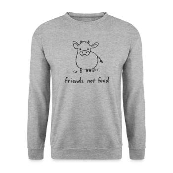 Friends Not Food Cow Vegan Minimalist - Unisex Sweatshirt - salt & pepper - Front - Alina (178cm) & Michal (187cm)
