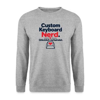 Custom Keyboard Nerd Glücklich Verheiratet Spruch - Unisex Pullover - Weißgrau meliert - Vorne - Alina (178cm) & Michal (187cm)