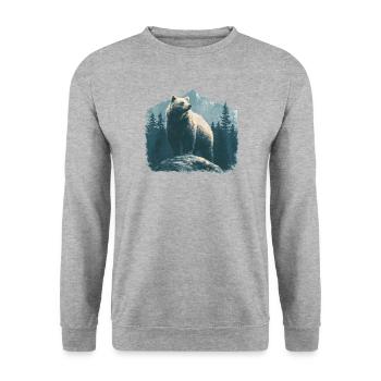 Bär Vintage - Unisex Pullover - Weißgrau meliert - Vorne - Alina (178cm) & Michal (187cm)