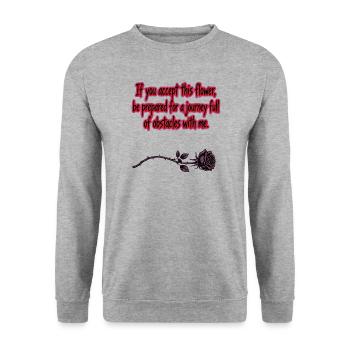 Wenn du dieses Zitat der Blumen-Rose-Dunklen Romanze annimmst - Unisex Pullover - Weißgrau meliert - Vorne - Alina (178cm) & Michal (187cm)