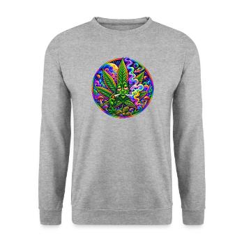 Hanfblatt - Unisex Pullover - Weißgrau meliert - Vorne - Alina (178cm) & Michal (187cm)