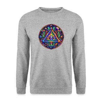 Tetraeder - Unisex Pullover - Weißgrau meliert - Vorne - Alina (178cm) & Michal (187cm)