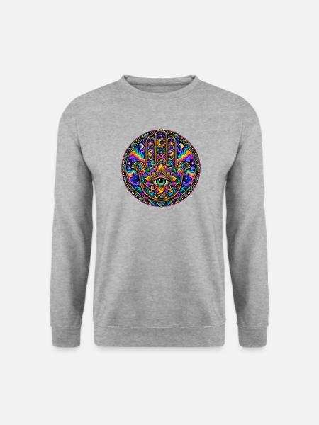 Hand der Fatima - Unisex Pullover - Weißgrau meliert
