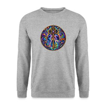 Schlüssel - Unisex Pullover - Weißgrau meliert - Vorne - Alina (178cm) & Michal (187cm)