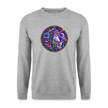 Einhorn - Unisex Pullover - Weißgrau meliert - Vorne - Alina (178cm) & Michal (187cm)