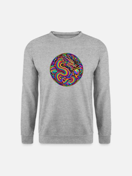 Drache - Unisex Pullover - Weißgrau meliert