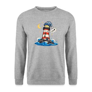 Sleepy Lighthouse - Unisex Pullover - Weißgrau meliert - Vorne - Alina (178cm) & Michal (187cm)
