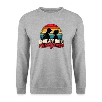 Offline Dating - Unisex Pullover - Weißgrau meliert - Vorne - Alina (178cm) & Michal (187cm)
