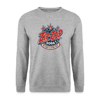Zip-Zap Retro Soda - Unisex Pullover - Weißgrau meliert - Vorne - Alina (178cm) & Michal (187cm)