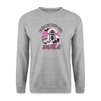 Sock Hop - Milkshake Money Still Worth It - Fuenfz - Unisex Pullover - Weißgrau meliert - Vorne - Alina (178cm) & Michal (187cm)
