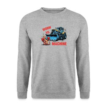 Worm vs Machine Robak Kontra Maszyna - Unisex Pullover - Weißgrau meliert - Vorne - Alina (178cm) & Michal (187cm)