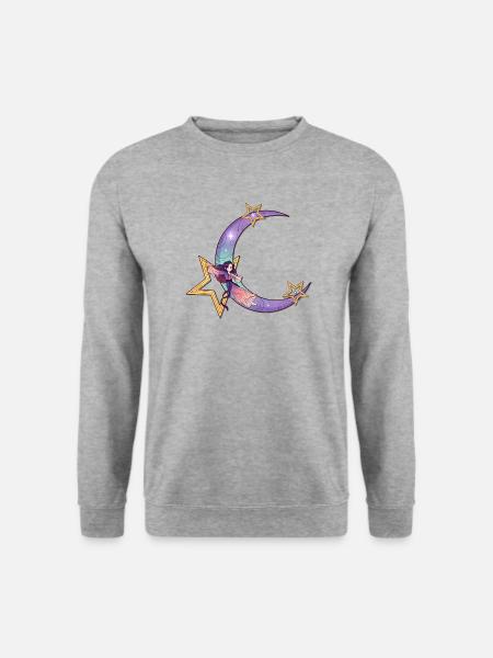 Mondtraum mit Sternenfee - Unisex Pullover - Weißgrau meliert