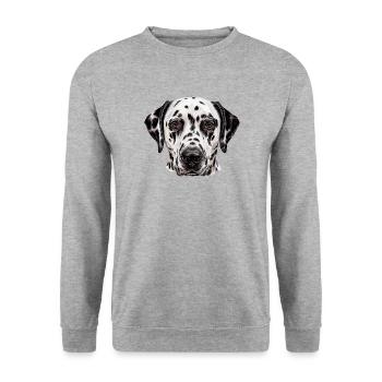 Dalmatiner Kopf Illustration - Unisex Pullover - Weißgrau meliert - Vorne - Alina (178cm) & Michal (187cm)