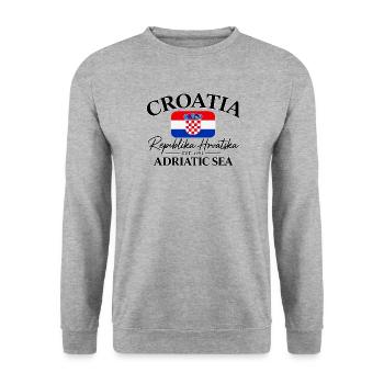Croatia - Kroatien - Wappen - Mittelmeer - Adria - Unisex Pullover - Weißgrau meliert - Vorne - Alina (178cm) & Michal (187cm)