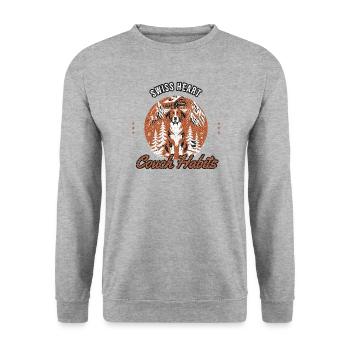 Berner Sennenhund - Swiss Heart Couch Habits - Hun - Unisex Pullover - Weißgrau meliert - Vorne - Alina (178cm) & Michal (187cm)