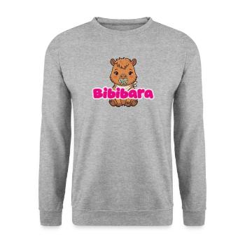 Capybara Baby Mädchen Bibibara - Unisex Pullover - Weißgrau meliert - Vorne - Alina (178cm) & Michal (187cm)